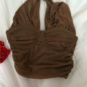 White Fox Boutique Chocolate Halter Top